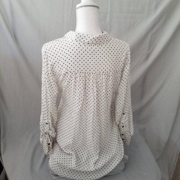 Motherhood Maternity Polka Dot Button-Front Blouse S White & Black - Picture 4 of 4